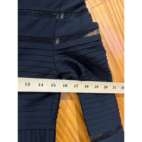 Tadashi Shoji Black Illusion Mesh Stripe Dress Pintuck Pleats Jersey Size Small - Picture 5 of 5